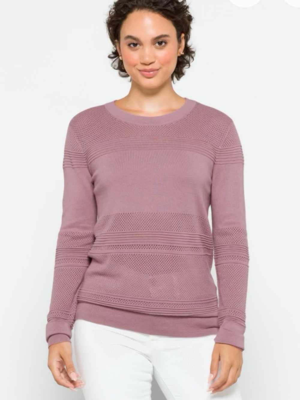 Market & Spruce Rowan Textured Crewneck Light Purple Pullover Sweater